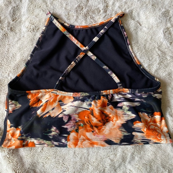 Betsey jhonson yoga Floral Halter Crop Top - Orange and Black - Picture 4 of 6